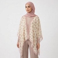 Voile doux imprimé floral tulipe, châle hijab avec bordure rose contrastante, fin et transparent, protection solaire, pour femmes musulmanes, usage quotidien, cadeau Aïd Ramadan