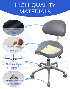 Tabouret ergonomique de clinique dentaire en cuir microfibre, chaise de dentiste/médecin en mousse haute densité - Product Image 6
