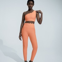 Ensemble de vêtements de sport pour femmes Scallop Active Wear, comprenant un soutien-gorge de sport à une épaule et un pantalon taille haute, pour la gym, le fitness et le yoga