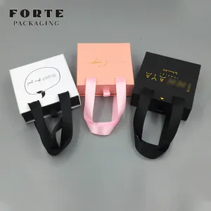 FORTE black Scatola di cartone per gioielli custom boxes slide out paper packaging jewelry ring box with logo
