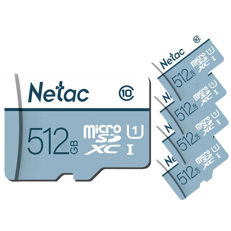 Netac kartu memori 512GB Kelas 10, kartu memori SD TF warna putih biru OEM kapasitas besar perangkat pemantauan rumah, perekam mobil