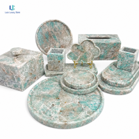 Ensemble de décoration d'intérieur en marbre vert amazonite Luca |   Plateau en pierre naturelle polie, boîte à bijoux, ornement de tasse, design personnalisé pour villa, taille sur mesure