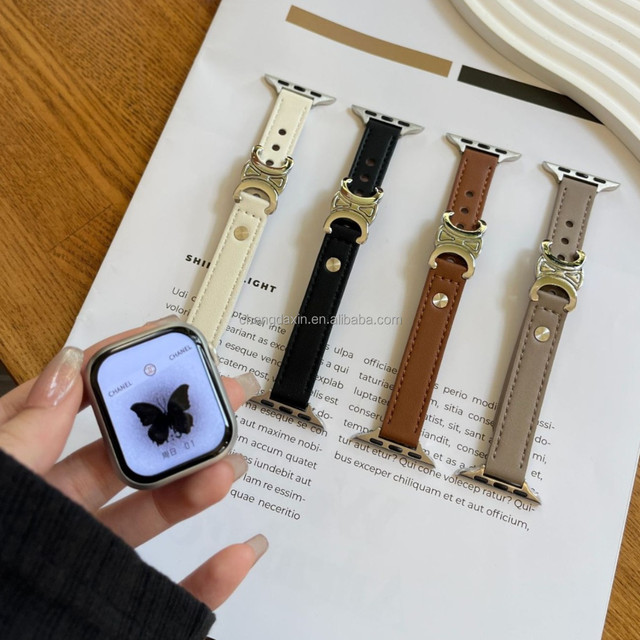Luxury Leather Watch Strap for Smartwatch-Breathable Lightweight Comfortable Snap-On Clasp Band