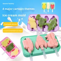 Moule à glaçons et à bâtonnets de crème glacée en silicone jetable en forme de dinosaure, couleur violette, pour les friandises maison