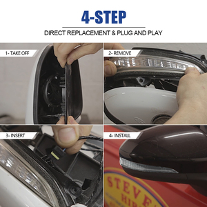 مصباح إشارة انعطاف LED كهرماني اللون مثبت على المرآة الجانبية لسيارات فورد فيوجن ومونديو الجيل الرابع 2014-2018 (قطعتان) - Product Image 5