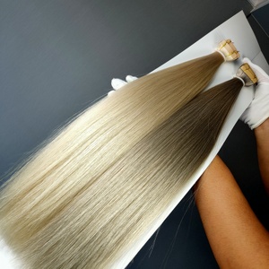 Extensions de cheveux humains 100% Remy Dragonbeauty Factory, balayage ombré, couleur blonde piano, pose adhésive, trame fine. - Product Image 4