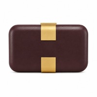 Pochette de soirée élégante carrée en PU noir avec fermoir métallique doré, rigide, pour mariage, bal de promo, cocktail, sac à main pour femme