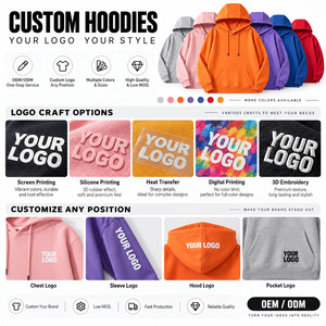 Sudadera con Capucha Cortavientos Unisex de Algodón y Poliéster de 280 GSM con Logotipo Personalizado Bordado al por Mayor, Etiqueta Privada OEM - Product Image 3