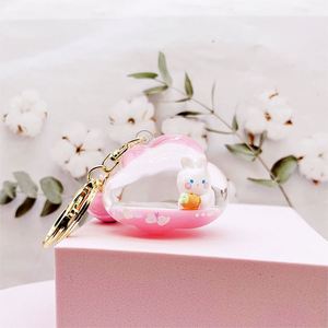 Cartoon Figure Liquid <b>Key</b> <b>Ring</b> Quicksand Drifting Bottle Cute Pink Rabbit <b>Key</b> Chain Into Oil Bag Pendant Mini Bottle Keychain - Product Image 1