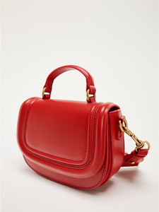 Bolso de Hombro Tipo Bandolera Pequeño de Cuero PU Rojo Vintage para <span class=keywords><strong>Mujer</strong></span>, con Solapa, Correa Ancha y Diseño Redondo - Product Image 4