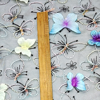 Accessoires pour cheveux faits main en tissu maille 3D avec broderie florale et papillons découpés au laser, garnitures et fournitures DIY