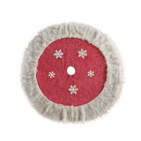 Nouvelle jupe de sapin de Noël classique en feutre rouge avec bordure en fausse fourrure et décorations flocons de neige pour la maison et l'usine