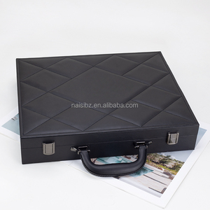 Tas kantor hitam hadiah kulit kotak kayu bordir kulit PU mewah kotak penyimpanan parfum kemasan kosmetik pakaian kosmetik - Product Image 1