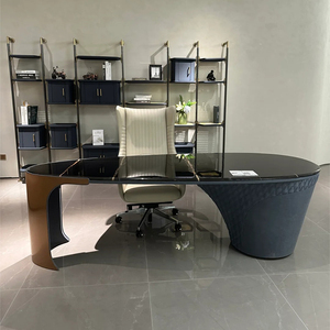 <span class=keywords><strong>Bureau</strong></span> de direction de luxe léger, moderne, en cuir, modulaire, haut de gamme, de conception présidentielle - Product Image 2