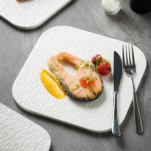 Assiette à dîner en céramique plate mate gaufrée au design moderne Offre Spéciale ensembles de plateaux de service carrés pour les fêtes et les restaurants - Product Image 2