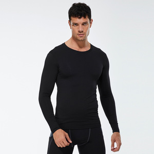 Maglietta <span class=keywords><strong>a</strong></span> <span class=keywords><strong>Maniche</strong></span> <span class=keywords><strong>Lunghe</strong></span> da Uomo per Fitness, Corsa, Elasticizzata, Traspirante, ad Asciugatura Rapida, Tinta Unita - Product Image 4