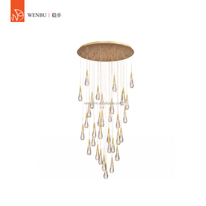 Lámpara de araña moderna de lujo con forma de lágrima, de acero inoxidable, aluminio y vidrio, para villa. - Product Image 1
