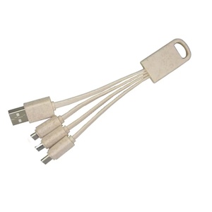 Câble de charge <span class=keywords><strong>USB</strong></span> en paille de blé écologique TPE, connecteurs <span class=keywords><strong>USB</strong></span>/<span class=keywords><strong>Micro</strong></span>/Type-C/Lightning, conception LOGO - 4 en 1, promotionnel - Product Image 4