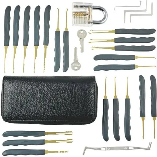 wholesale 24pcs goso locksmith lock pick set supplies Transparent Practice Padlock lock pick tools set