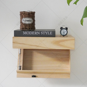 Étagère murale en bois Yuanmai, boîte de rangement 40x21x5.2cm, noire, multifonctionnelle, étagère cachée pour salon - Product Image 2