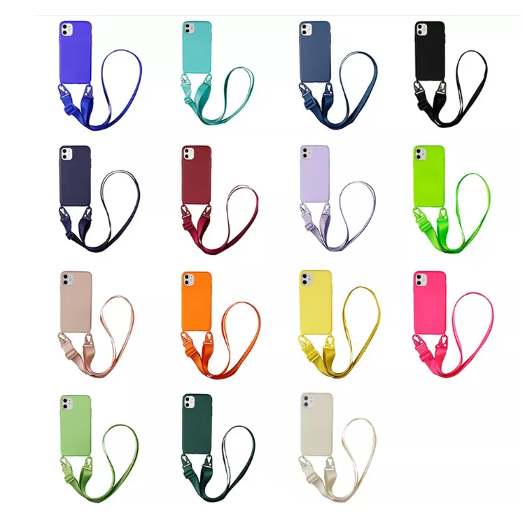 Mobile Phones Silicone Case Necklace Lanyard Crossbody Neck Strap/Cord/Rope Phone Case For Iphone 14 13 12 Pro 11 XS