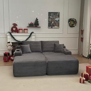 Modern <b>Inflatable</b> Modular Loveseat <b>Sofa</b> Adjustable Height Eco-Friendly Fabric Portable Design Square Shape Cushion Back - Product Image 1