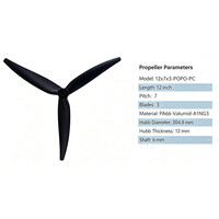 Baling-Baling FPV 3-Blade 12X7X3 12-Inci 2 Pasang Per Pak 9g Bahan PC Aksesori Drone UAV