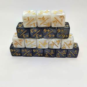 +1 and -1 Counter <b>Dice</b> Acrylic Pearl Marbled Design +2 -2 <b>Dice</b> 16mm +/- Plus Sign Minus Sign <b>Dice</b> - Product Image 2