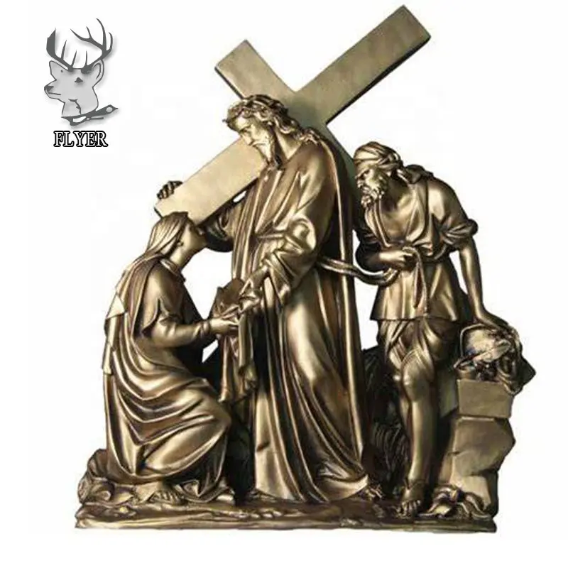 Украшение для религиозной церкви, бронзовые статуи разделенного Иисуса страдают 14 статуй Креста Иисуса и Вероники № 6