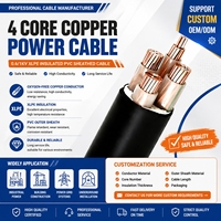 Cable de Alimentación Industrial de Cobre Puro al 99.9% YJV de 4 Núcleos y 1 Tierra, 0.6-1kV, Aislamiento XLPE, Baja Tensión, Trifásico, 5 Hilos