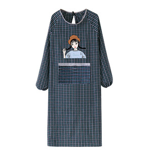 Delantal de cocina de algodón puro grueso, de manga larga, resistente al aceite y a las manchas, extra largo para mujer - Product Image 5