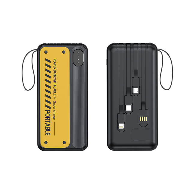 New 10000mAh Power Bank with Auto-Retractable Cables, Lanyard, LED Display & Fast Charging