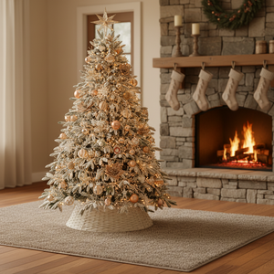 WH STC23 New Luxury Encrypted PE Mixed Leaf Woven Base Warm White <b>LED</b> <b>Lights</b> Indoor Use Christmas <b>Tree</b> Package Home Decorations - Product Image 2