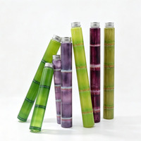 Bouteille en plastique PET de qualité alimentaire en forme de joint de bambou, bouteille cylindrique haute vide pour l'emballage de jus de fruits et de boissons froides