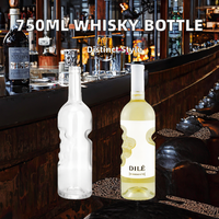 Vente en gros de bouteilles en verre personnalisées pour la vodka, le brandy et le whisky, 500 ml, 700 ml, 750 ml, Botellas De Vidrio