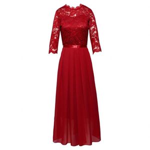 Robe de soirée élégante et décontractée pour femme, coupe crayon ajustée, avec laçage au dos, nouvelle mode, longueur ras du sol, en mousseline, style A-line, pour demoiselle d'honneur - Product Image 6
