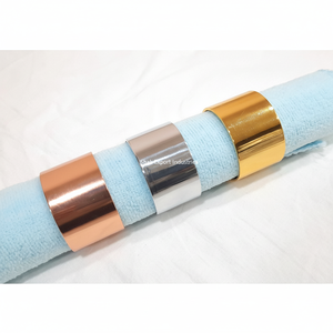 Anneau de serviette en métal couleur argent et or, design de luxe, pour décoration de table de mariage et de fête, accessoires de vaisselle, porte-serviettes pas cher - Product Image 1