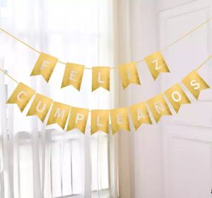 Bannière <span class=keywords><strong>Joyeux</strong></span> <span class=keywords><strong>Anniversaire</strong></span>, Guirlande de Fête en Papier, Décorations d'<span class=keywords><strong>Anniversaire</strong></span> en Espagnol - Product Image 4