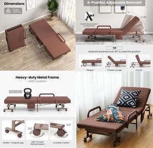 <span class=keywords><strong>Cama</strong></span> Plegable Ajustable de 6 Posiciones con Bolsillo Lateral de Almacenamiento, Gran Venta - Product Image 2