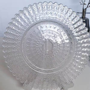 Piastra <span class=keywords><strong>di</strong></span> ricarica in <span class=keywords><strong>vetro</strong></span> <span class=keywords><strong>trasparente</strong></span> da 13 pollici per piatti e piatti - Product Image 2