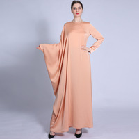mat de couleur pure gauche manche normale fermeture à glissière conception chauve-souris droite abaya basique modeste