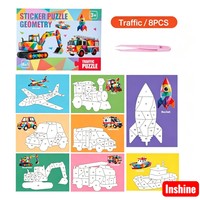 Kit de puzzle géométrique 3D autocollant DIY, thème animaux, véhicules, océan, jeu créatif éducatif
