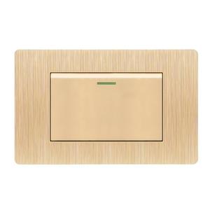 Panel de PC en oro cepillado, 2 juegos de indicadores LED rectos unidireccionales, interruptor de encendido/apagado de 16A, interruptor universal para escaleras y paredes. - Product Image 1