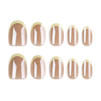 Накладные ногти Milky Nude с желтым френч-тепом, короткие, овальные, глянцевые, для повседневного использования, 4516