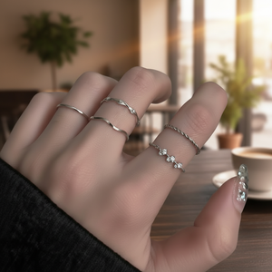 Vendita calda di tendenza gioielli da uomo in acciaio inossidabile di lusso in lega di oro rosa anelli impilabili con intarsio a stella a cuore all'ingrosso - Product Image 3