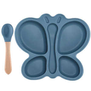 Ensemble de vaisselle en silicone pour bébé, essentiel pour l'alimentation des bébés, design papillon, lot de 2 - Product Image 3