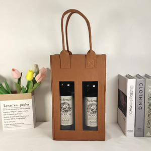 Custom Design Christmas Double Bottle <strong>Felt</strong> Wine Bag <strong>Red</strong> Wine Gift Box Multi-Bottle Holiday Wine <strong>Felt</strong> Tote Bag - Product Image 4