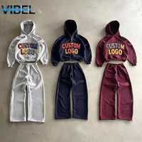 Ensemble de survêtement deux pièces pour homme en molleton épais avec logo personnalisé, imprimé en relief et patch en chenille – Collection High Street du fabricant