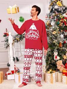 Livraison directe <span class=keywords><strong>en</strong></span> gros coton hiver parent-enfant tenue impression famille noël pyjamas femmes vêtements de nuit pour fête de vacances - Product Image 3