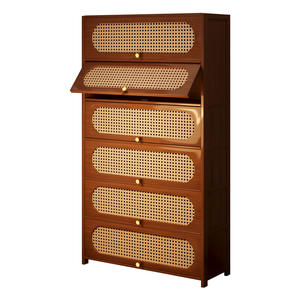 Estantería de cubo abatible de ratán Retro americano de gran capacidad para el hogar, pasillo, entrada, vitrina de almacenamiento para sala de estar - Product Image 5